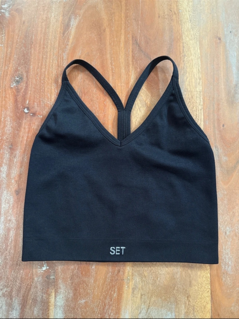 Set Active Sculptflex Ribbed V Bra in black size Small